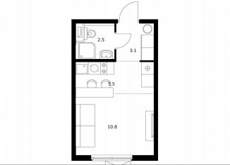 Продажа квартиры студии, 21.9 м2, Москва, метро Стахановская, жилой комплекс Волжский Парк, 5.4