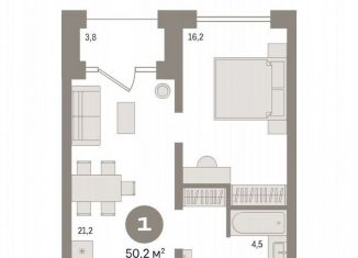 Продам однокомнатную квартиру, 50.2 м2, Тюмень, ЖК Речной Порт