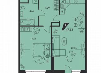 Продам 1-комнатную квартиру, 47.8 м2, Екатеринбург, улица Громова, 26, Ленинский район