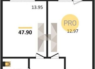 Продается 1-комнатная квартира, 47.9 м2, Новосибирск, улица Державина, 50, метро Берёзовая роща