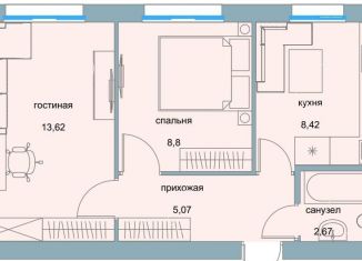 Продаю 2-комнатную квартиру, 38.6 м2, Татарстан