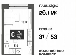 Квартира на продажу студия, 26.1 м2, Москва, проезд Серебрякова, 11к2, ЖК Сильвер