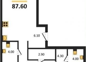 Продается трехкомнатная квартира, 87.6 м2, Казань, Чистопольская улица, 85, ЖК Ривьера