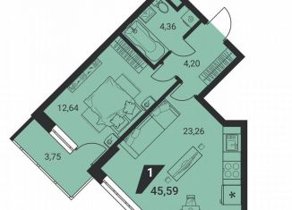 Продаю 1-комнатную квартиру, 45.6 м2, Екатеринбург, улица Громова, 26, Ленинский район