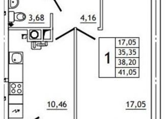 Продается однокомнатная квартира, 41.5 м2, деревня Новосельцы, Юбилейная улица, 16