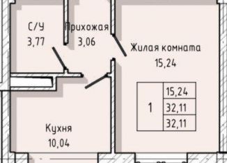 Продажа 1-ком. квартиры, 32 м2, Нальчик, улица А.А. Кадырова, 2А