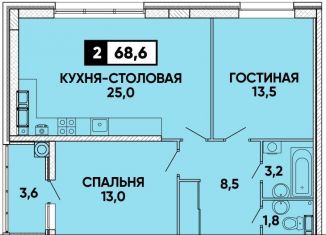 Продается 2-комнатная квартира, 69 м2, Санкт-Петербург, Российский проспект, 1, муниципальный округ Правобережный