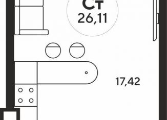 Продается квартира студия, 26.1 м2, Ростов-на-Дону, Ашхабадский переулок, 2/46, ЖК Ленина, 46