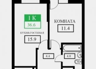 Продажа однокомнатной квартиры, 36.6 м2, Краснодар, микрорайон ККБ, Домбайская улица, 55к1