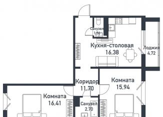 Продам двухкомнатную квартиру, 64.7 м2, Челябинская область, Ласковая улица, 9