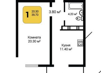 Продам 1-ком. квартиру, 41.4 м2, Воронеж, улица Маршала Одинцова, 25Б/33, ЖК Лазурный