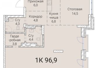 1-ком. квартира на продажу, 96.9 м2, Новосибирск, Овражная улица, 2А, Заельцовский район