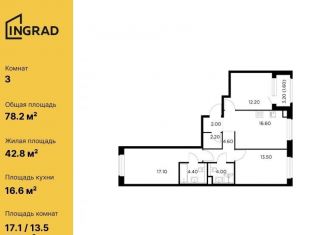 Продажа трехкомнатной квартиры, 78.2 м2, Мытищи, жилой комплекс Белый мыс, к11.2