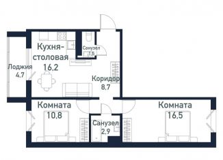 2-ком. квартира на продажу, 56.8 м2, Челябинская область, Ласковая улица, 1
