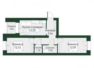 Продажа 2-ком. квартиры, 53.7 м2, Екатеринбург, метро Чкаловская