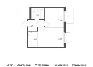 1-комнатная квартира на продажу, 38.1 м2, поселение Филимонковское, жилой комплекс Квартал Марьино, к2