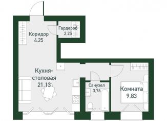 Однокомнатная квартира на продажу, 43.5 м2, Екатеринбург, Ленинский район
