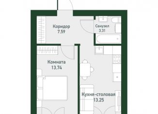 1-комнатная квартира на продажу, 38.4 м2, Екатеринбург, Ленинский район