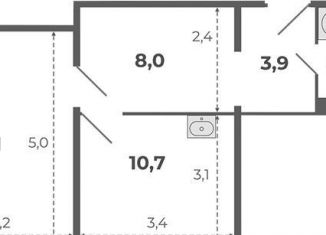 1-комнатная квартира на продажу, 42.2 м2, посёлок Садовый, Каспийская улица, с5