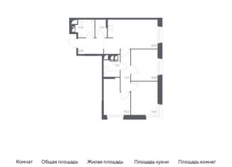 3-комнатная квартира на продажу, 73.2 м2, поселение Мосрентген, многофункциональный комплекс Тропарево Парк, к2.1