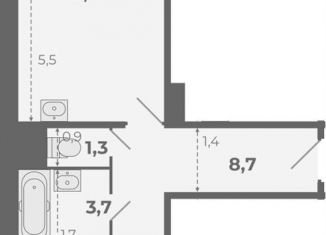 Продается 2-комнатная квартира, 47.2 м2, посёлок Садовый, Каспийская улица, с5