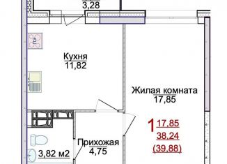 1-комнатная квартира на продажу, 39.9 м2, Ярославль