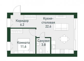 Продаю однокомнатную квартиру, 43.4 м2, Челябинская область