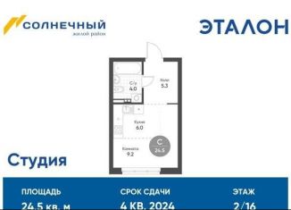 Квартира на продажу студия, 24.5 м2, Екатеринбург, Чкаловский район