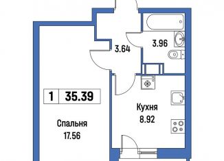 Продается однокомнатная квартира, 35.4 м2, Мурино, ЖК Урбанист