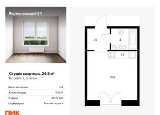 Продажа квартиры студии, 24.8 м2, Санкт-Петербург, метро Балтийская