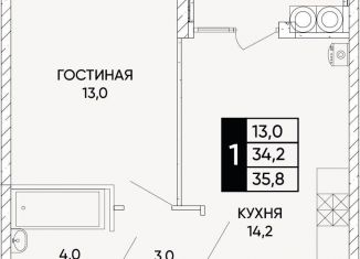 Продам однокомнатную квартиру, 35.8 м2, Ростовская область