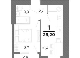 Продается однокомнатная квартира, 29.2 м2, Рязань