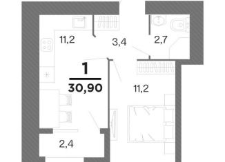 Продается однокомнатная квартира, 30.9 м2, Рязанская область