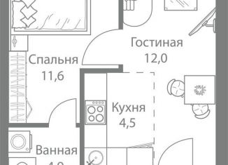 Продам 2-комнатную квартиру, 39.5 м2, Москва, метро Молодёжная