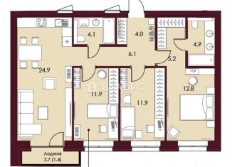 Продажа 3-ком. квартиры, 87.2 м2, Вологодская область, Февральский переулок, 7