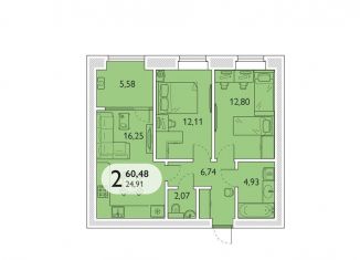 Продажа двухкомнатной квартиры, 60.5 м2, Брянская область, микрорайон Мегаполис-Парк, 23к2