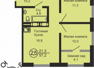Продажа 2-ком. квартиры, 57.2 м2, Оренбург, жилой комплекс Квартет, 1, Промышленный район