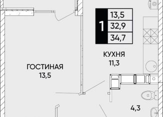 Продаю однокомнатную квартиру, 34.7 м2, Ростов-на-Дону