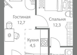 Двухкомнатная квартира на продажу, 40.5 м2, Москва