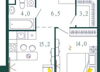 Продам 2-комнатную квартиру, 62.3 м2, Москва, 1-я очередь, к4, ЖК Шагал