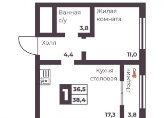 Продаю однокомнатную квартиру, 36.5 м2, Челябинск, Тракторозаводский район, проспект Ленина, 4Г