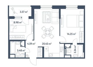 3-комнатная квартира на продажу, 56.9 м2, Москва, жилой комплекс Светлый Мир Станция Л, к27, метро Братиславская