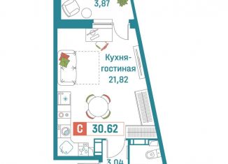 Продам квартиру студию, 30.6 м2, Ленинградская область