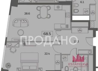 Продам двухкомнатную квартиру, 68.5 м2, Москва, Мытная улица, 40к3, ЖК Скай Хаус