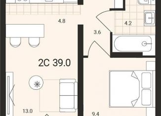 Продаю 1-ком. квартиру, 39 м2, Обь, Геодезическая улица, 6Вк2