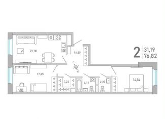 Продажа 2-комнатной квартиры, 76.8 м2, Санкт-Петербург, набережная Чёрной речки, 1, набережная Чёрной речки