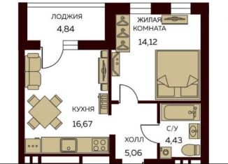 Продам 1-комнатную квартиру, 39.5 м2, Екатеринбург, улица Азина, 31, улица Азина