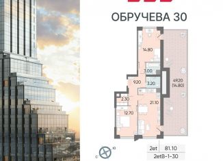 Продажа 2-комнатной квартиры, 81.1 м2, Москва, жилой комплекс Обручева 30, к1