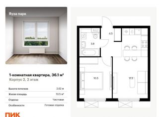 1-комнатная квартира на продажу, 36.1 м2, Московская область, жилой комплекс Яуза Парк, 1