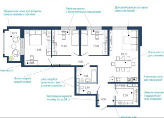 Продажа 3-ком. квартиры, 103.9 м2, Липецк, микрорайон Елецкий, 2-12